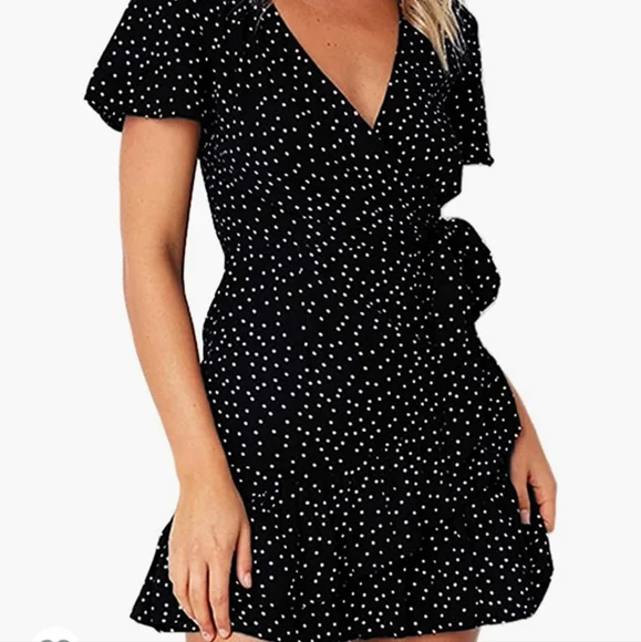 Chiffon ruffle mini dress with belt - Picture 3 of 8